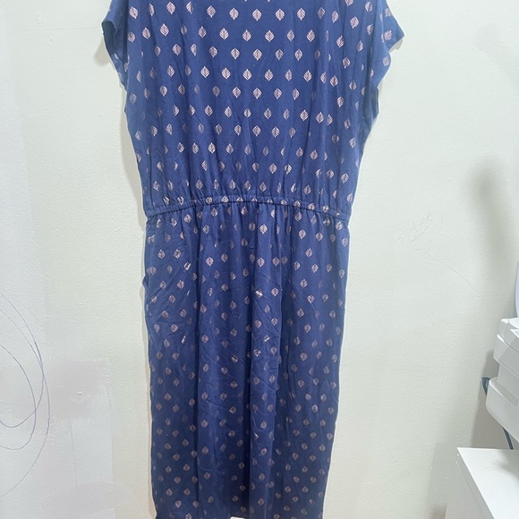 Boden Midi T-Shirt Dress Pockets Odile Jersey French Navy Palm Tile Foil sz 12p - Picture 6 of 13